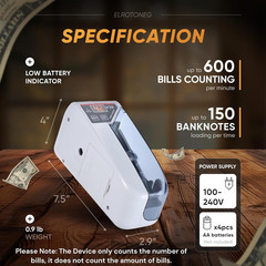 Money Counter Machine V30, Cash Counter with UV Lamp, Portable Bill Counting Ma