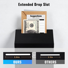 Locking Cash Box with Lock and Slot, Metal Money Drop Box with 4 Keys Wall Mount