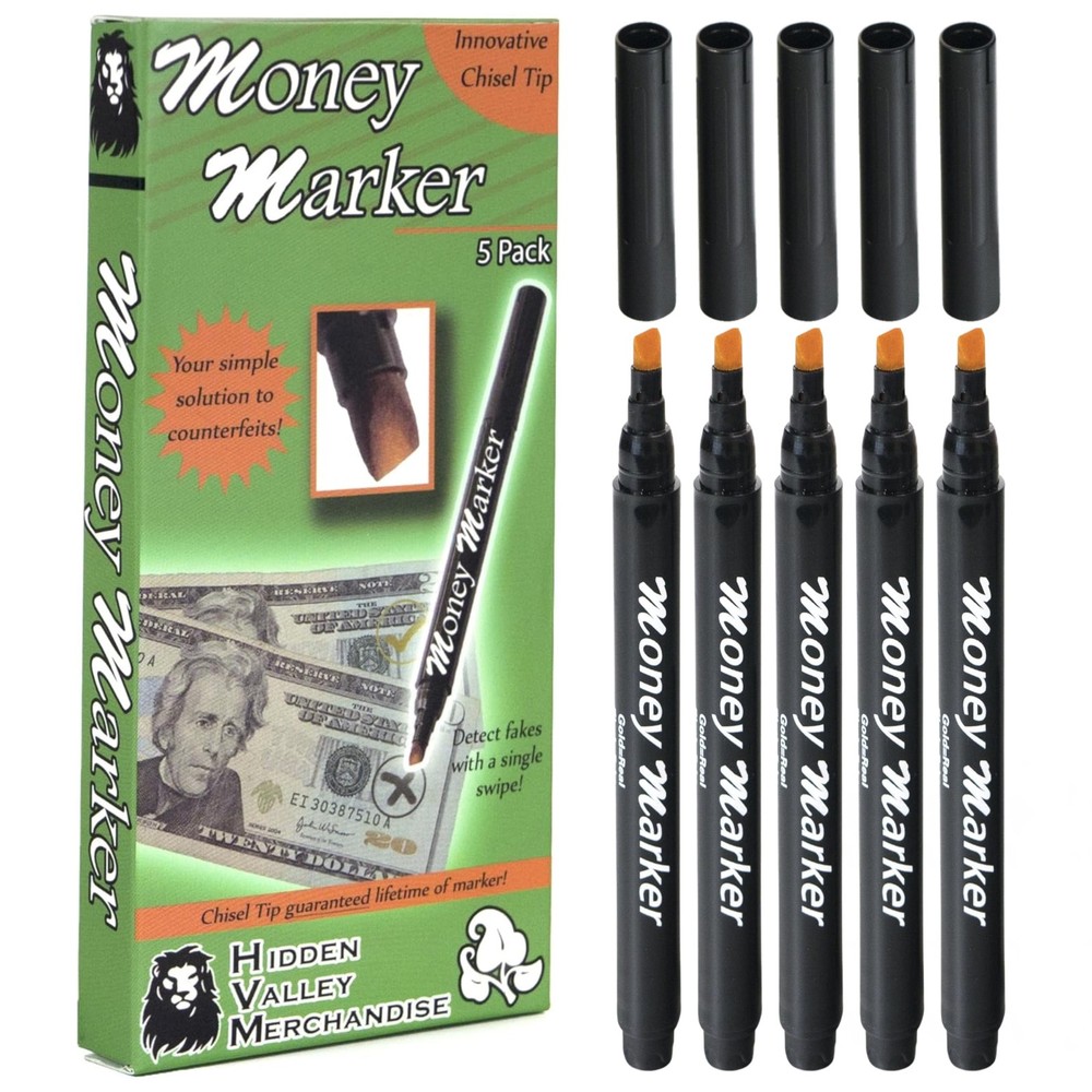 HVM Counterfeit Money Detector Pen (5 Pens) – 5 Pack, Assorted