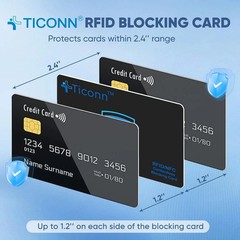 TICONN RFID Blocking Cards – 4 Pack, Premium Contactless NFC Debit Credit Card P