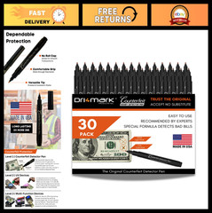 30 Pack Counterfeit Bill Detector Marker Pens – Pocket Size Fake Money Checker,