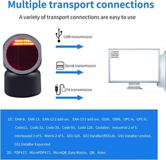 Symcode 2D QR Desktop Barcode Scanner MJ-3300 Omnidirectional USB Reader