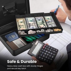 Durable Alloy Steel Cash Box with Key Lock and 9 Compartments for Easy Access