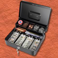 Cash Box with Money Tray and Key Lock, Saving Lock Box with Money Tray Storage f
