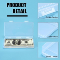 4 Pack Plastic Money Organizer Clear Cash Box with Lid Flat Money Saving Holder