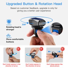Eyoyo 2.4G Wireless Bluetooth Finger Barcode Scanner 1D Laser Reader for iPhone