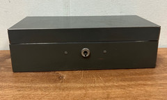 Grey Metal Cash Box with Key 10” x 4.75” x 3.25”