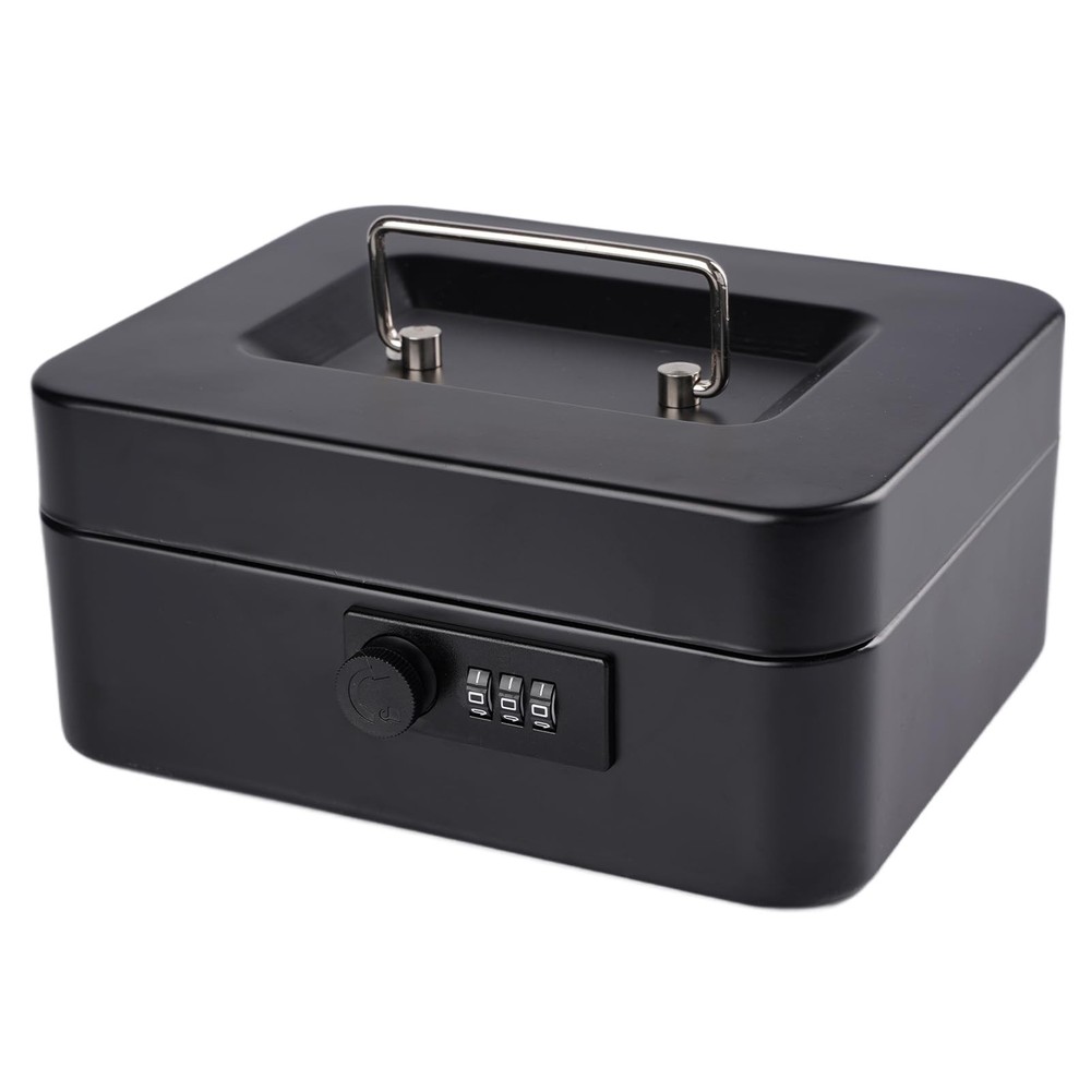 Small Cash Box Combination Lock Money Tray Metal Pink Safe 7.87×6.3×3.54 Inch
