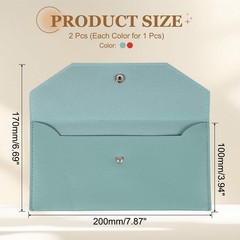 2Pcs PU Leather Envelope Wallet Money for Women Men,Red/Light Blue