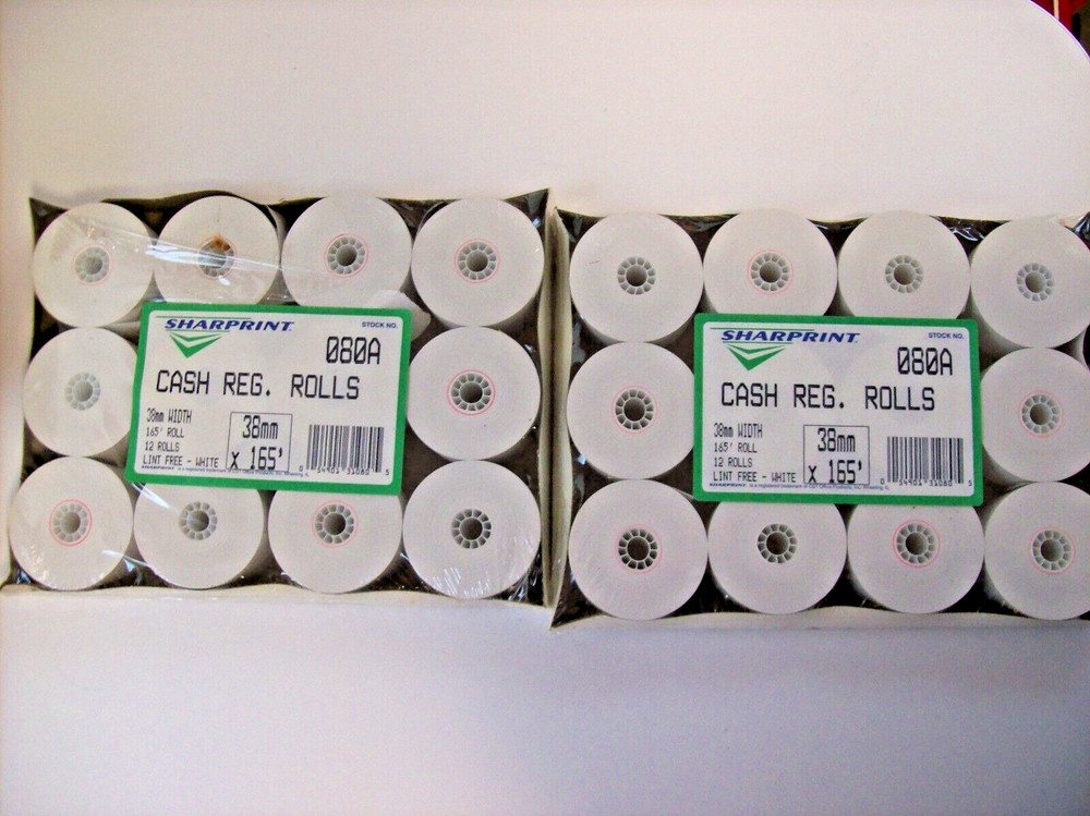 24 ROLLS 38mm CASH REGISTER PAPER