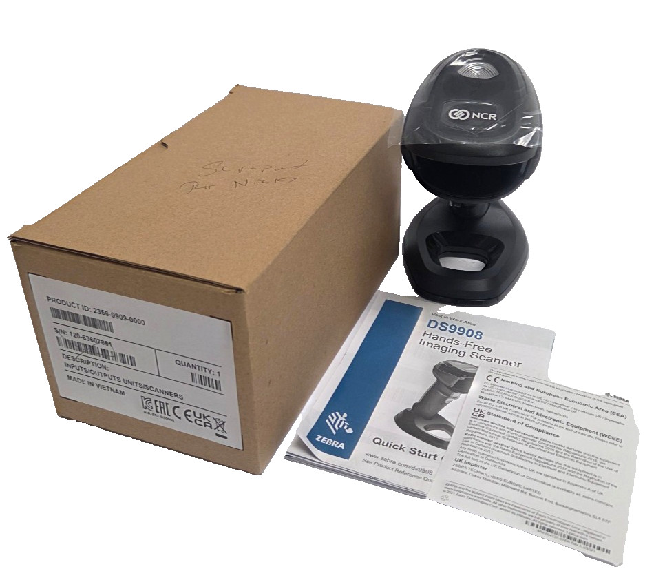 New Zebra DS9908 UHF RFID Hands-Free Barcode Reader, 2356-9909-0000