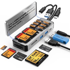 8in1 Multi SD Card Reader Adapter Aluminum with Card Storage Carrying Box SD/…