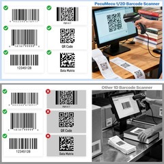USB Handheld 1D & 2D Barcode Scanner – Wired QR Code Reader for POS, Retail, War