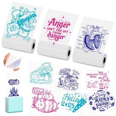 T02 Mini Thermal Sticker Paper- Colorful Text Transparent Printing Paper,Comp…