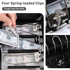 Cash Box with Key Lock Metal Coin Tray Hidden Storage for Small Business