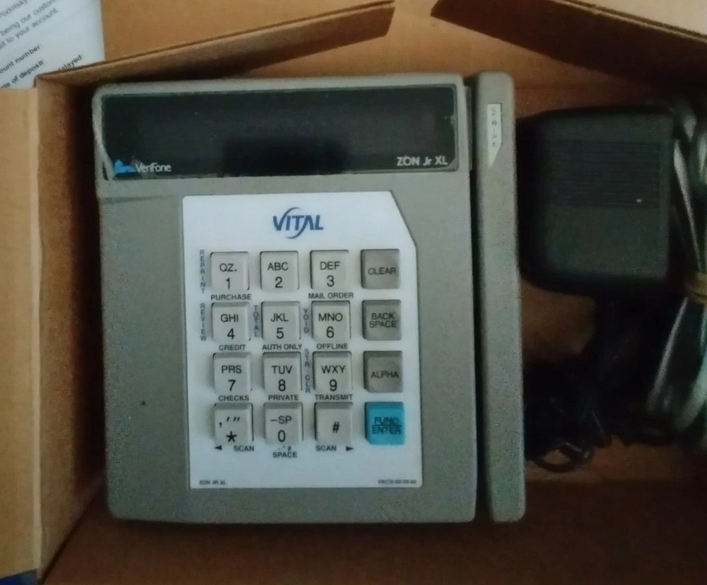 NEW NIB VeriFone Model ZON Jr. XL POS Credit Card Reader w/Power Supply & Cable