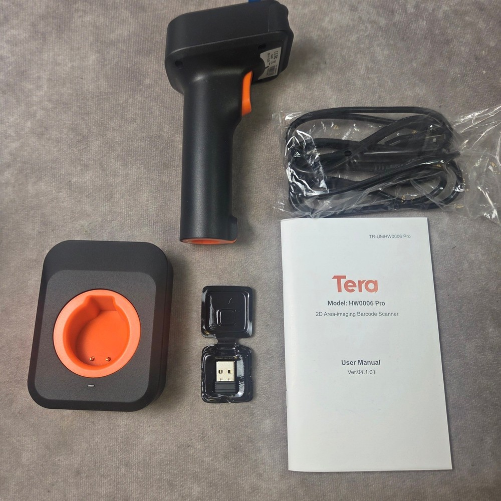 Tera HW0006 Pro 2D QR Barcode Scanner w Screen Wireless Bluetooth Charging Base