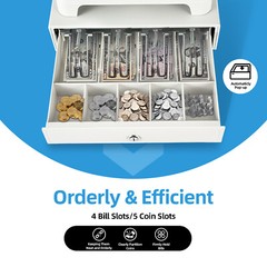 LED Electronic Cash Register 48 Keys POS System w/Drawer Fits Supermarket Retail