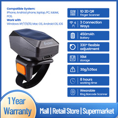 Eyoyo 2D 1D Ring Barcode Scanner Wireless Bluetooth QR Code Scanner for Iphone