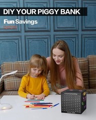 Money Saving Box, Unbreakable Piggy Bank for Adults Save $5,050 Metal Savings…