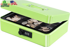 KYODOLED Large Cash Box with Combination Lock,Safe Metal Box for Money, Storage