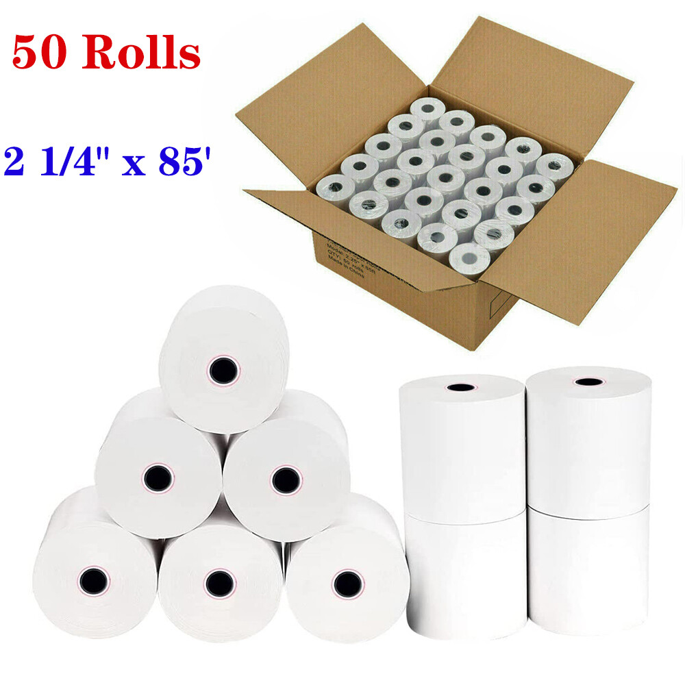 50 Rolls 2 1/4&Prime; x 85&prime; Thermal POS Receipt Cash Register Tape Credit Card Paper