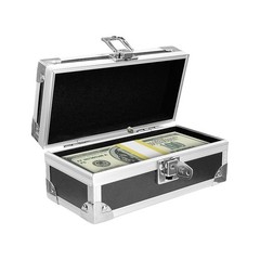 Lockable Cash Box with Key, Aluminium Alloy Money Storage Box & Single-Row Curre