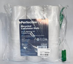 Perfection Pack of 12 Recycled Paper Calculator Rolls, 2-1/4&Prime; x 150&Prime; Per Roll
