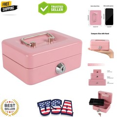 Locking Steel Mini Cash Box with Removable Coin Tray and Key Lock for Kids, 4…