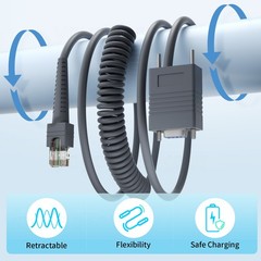 For Zebra DS3408-SR DS3508 DS3478 DS3578 DS3578-SR Coiled Cable 5M RS232 to RJ45