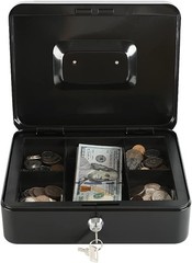 Durable Medium Cash Box with Key Lock and Removable Tray – Perfect for Home Use