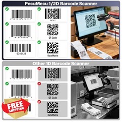 PecuMecu Bluetooth 2D Barcode Scanner Blue 3-in-1 Wireless USB