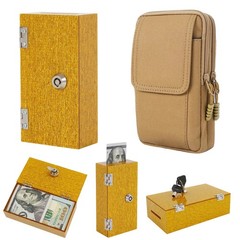 Acrylic Cash Box for Gamblers Extra Large, Gold Shimmering Winners Bank with Loc
