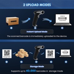 Eyoyo 2D QR Wireless Barcode Scanner 2500mAh Handheld Cordless USB Wired Reader