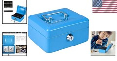 Elegant Skyblue Cash Box with Removable Tray and Key Lock, 6&Prime; x 4.8&Prime; x 3&Prime;