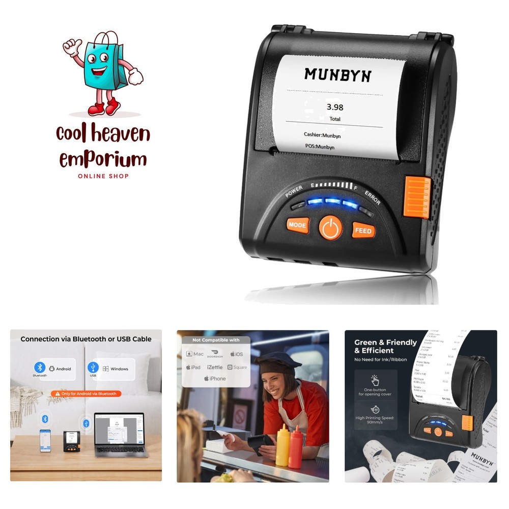 Wireless 58mm Receipt Printer with Long Battery Life – Ideal for POS Systems