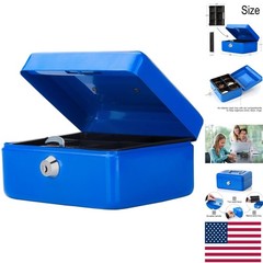 Lightweight Blue Money Box with Key Lock for Safe Valuables – 5.9 » Portable Use