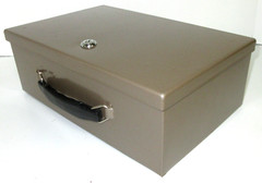 Vintage Brown Fire Proof Steel Lock Box With Two Keys 12.5&Prime; x 8.25&Prime; x 4.5