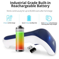 1D Wireless Bluetooth Barcode Scanner: 3-in-1 with Stand, USB BarCode Reader