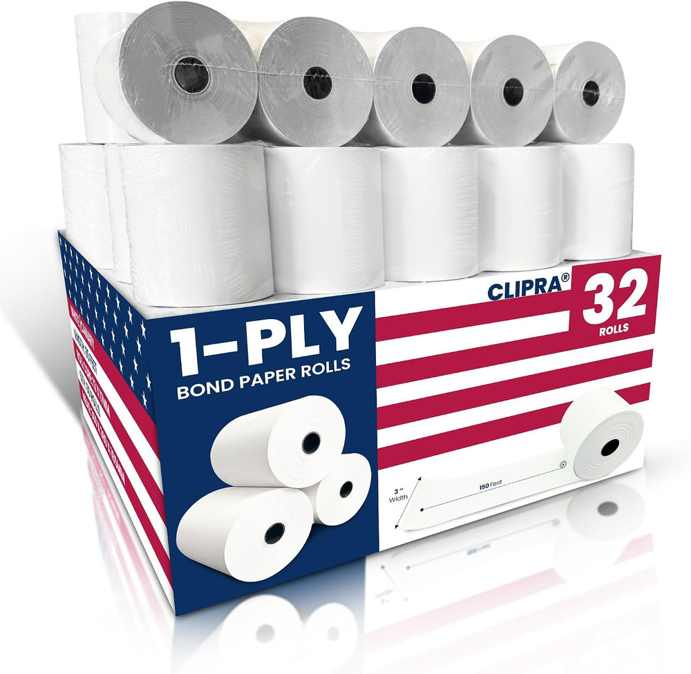(32 Rolls) Kitchen Printer Paper 3&Prime; X 150 Feet Receipt Paper Rolls- Compatible w