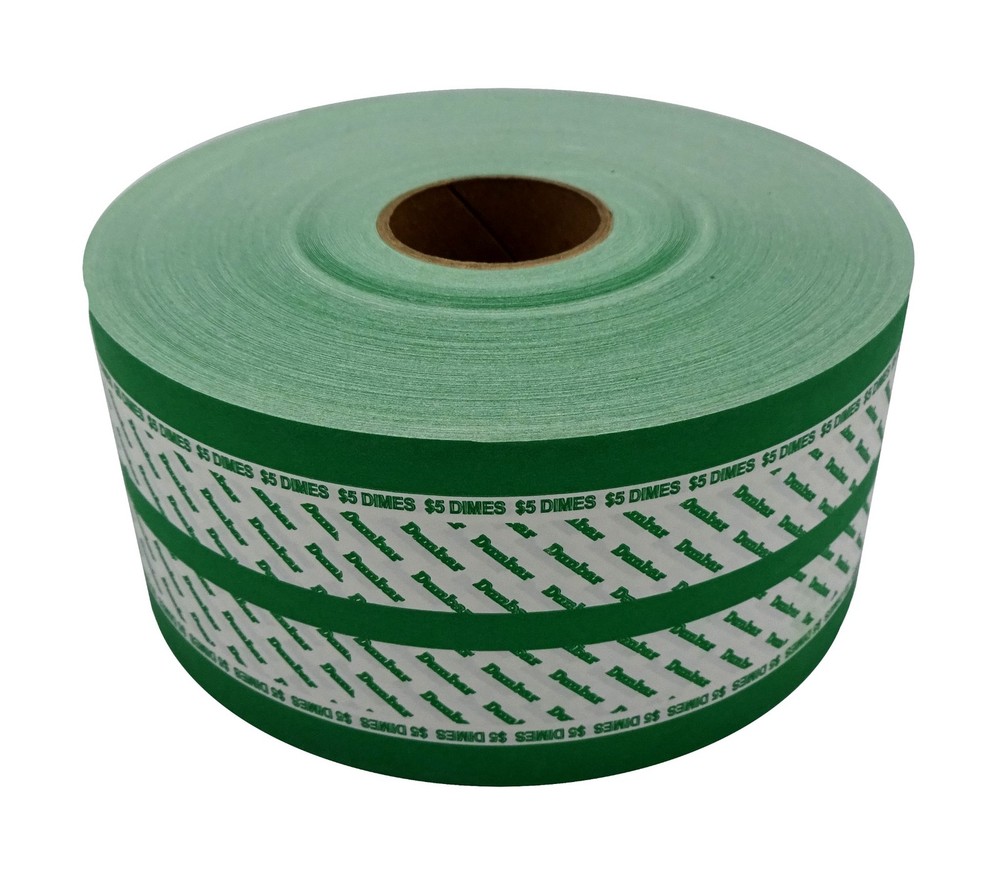 Dunbar Automatic Coin Wrapper Rolls, Dimes 5.00 White/Green 1900/Roll