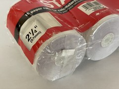 Staples 2 1/4 x 85, 8 Paper Rolls Calculates, Cash Registers and Adding Machines