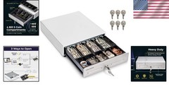 Compact Cash Register Drawer with Removable Coin Tray – 13&prime;, Key-Lock Security