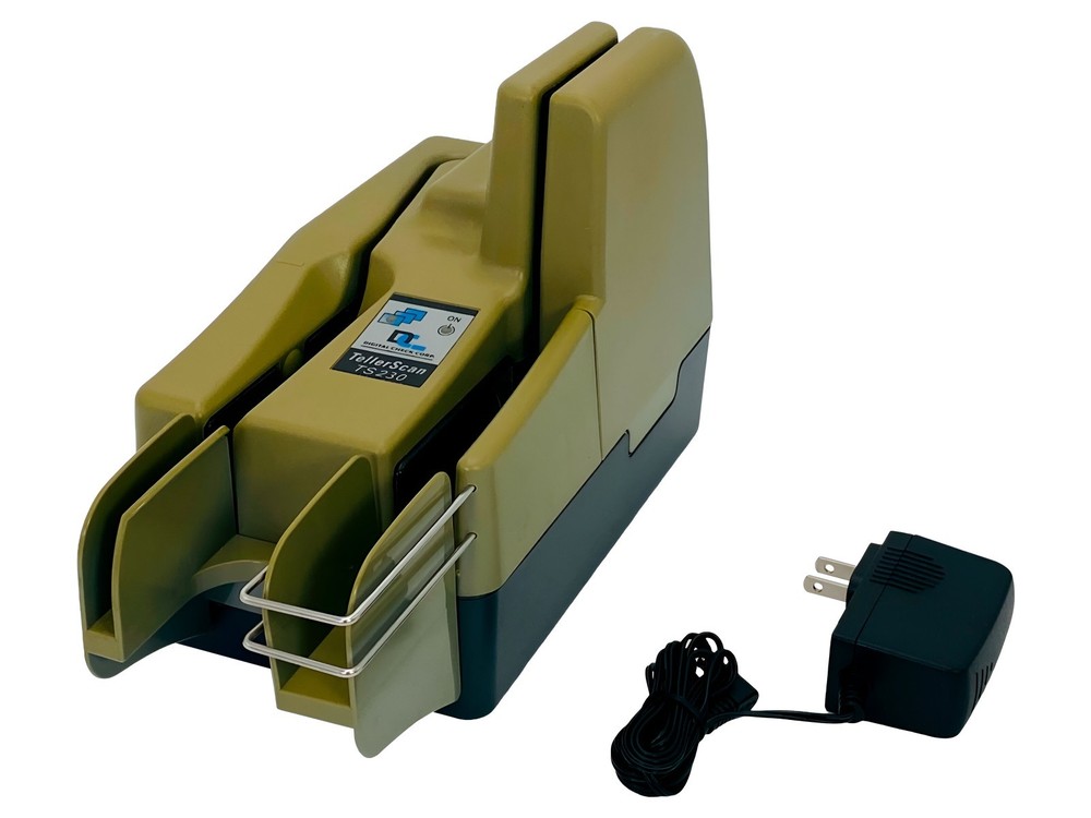 Digital Check TellerScan TS230 65DPM Check Scanner Reader w/AC Adapter Yellowed