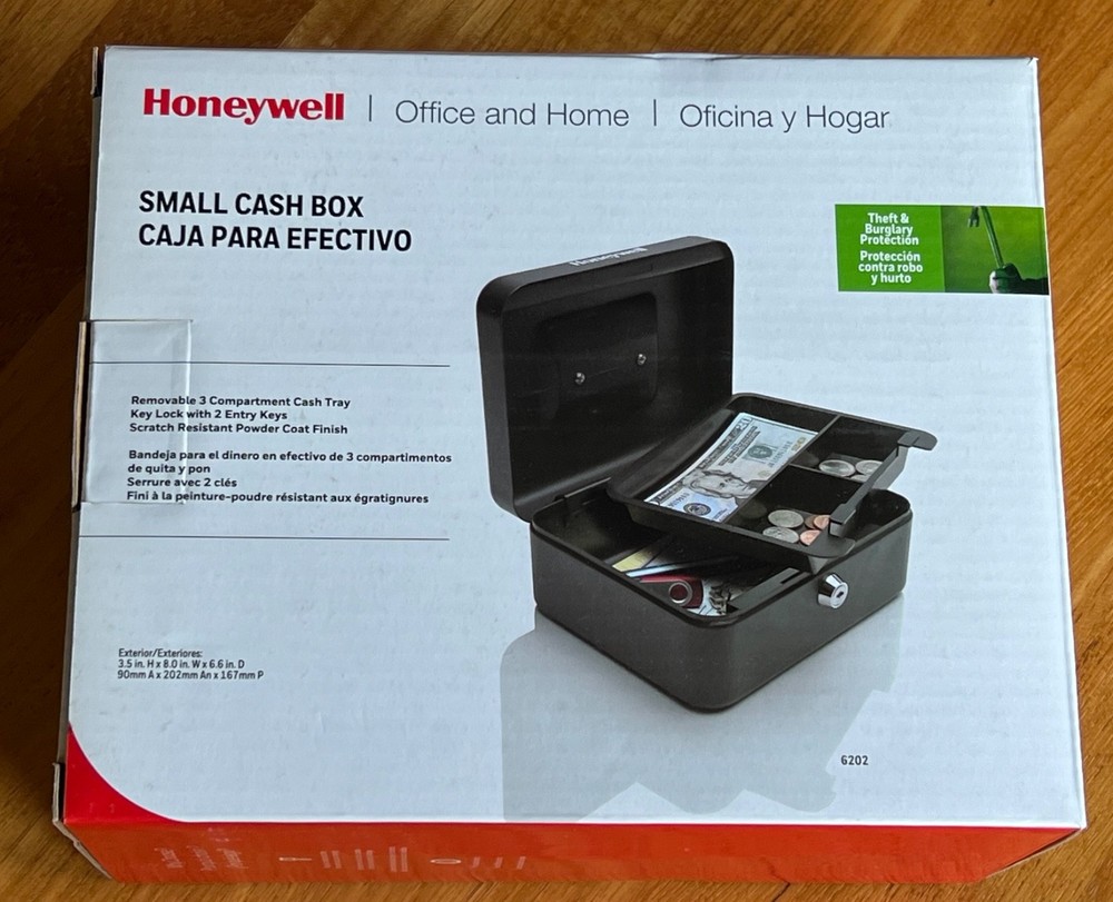 « NEW » Honeywell Steel Cash Box #6202 with Removable Tray & 2 Keys