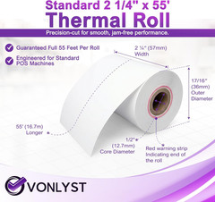 Verifone & Ingenico Thermal Paper Rolls 2 1/4&Prime; X 55&prime; (10 Pack) BPA Free Receipt