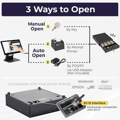 13&Prime; Electronic Cash Register Drawer for Point of Sale (POS) System with 4 Bill 5