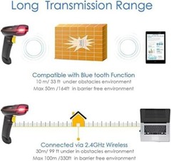 Lector De Codigo De Barras Punto De Venta POS Laser Inventario USB 2.4G NUEVO US