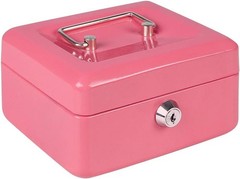 Chic Pink Money Box with Key Lock and Removable Tray – Perfect for Organizing