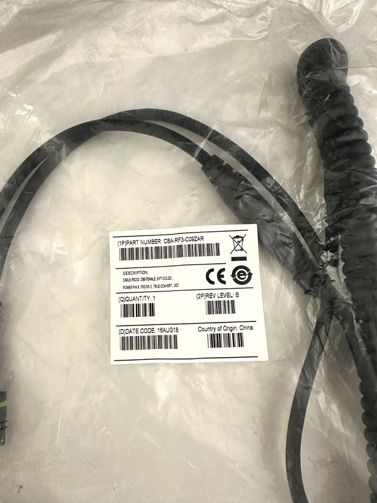 Motorola Symbol Barcode Scanner RS232 coiled cable CBA-RF3-C09ZAR Female Serial